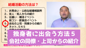 独身者と出会う方法５　会社の上司・同僚からの紹介