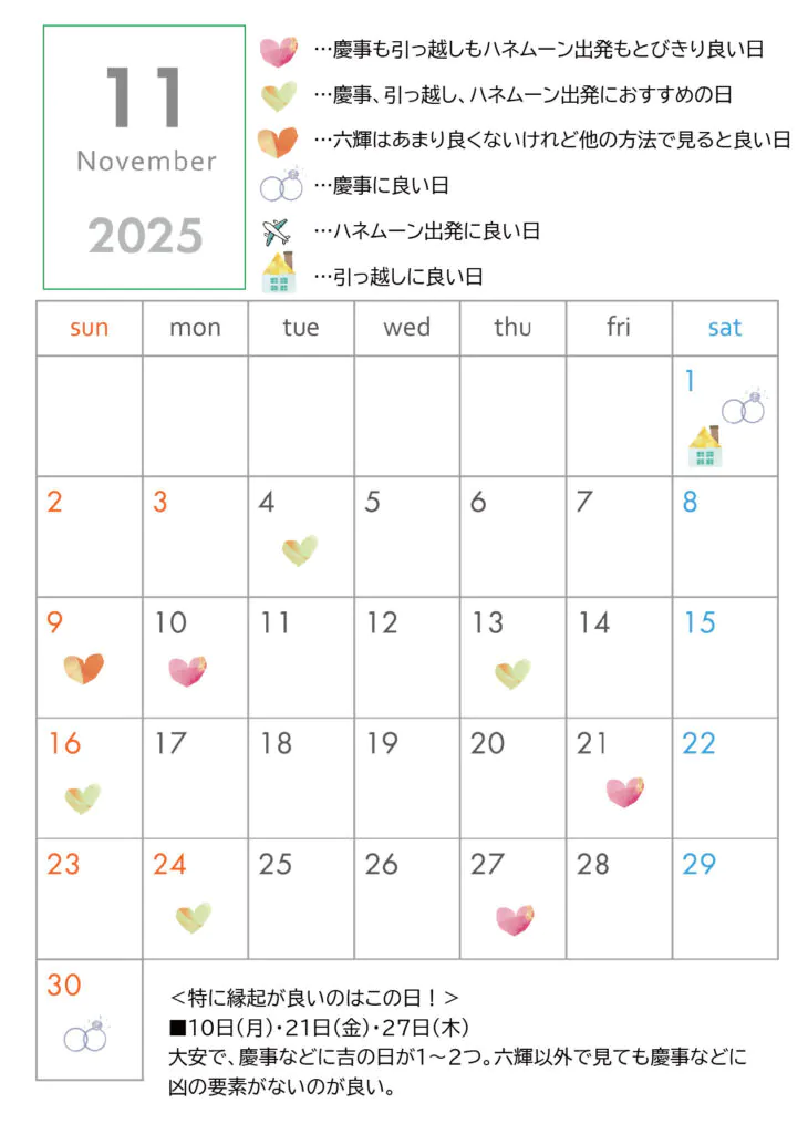 2025年11月良い日