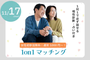 【45～54歳】ヒナ企画★1on1マッチング（相性診断付き）｜11月17日(月)19時20分～