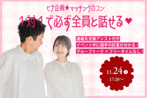 ヒナ企画★【男性27~33歳,女性28歳~35歳】マッチング合コン|11月24日(月)17時20分~